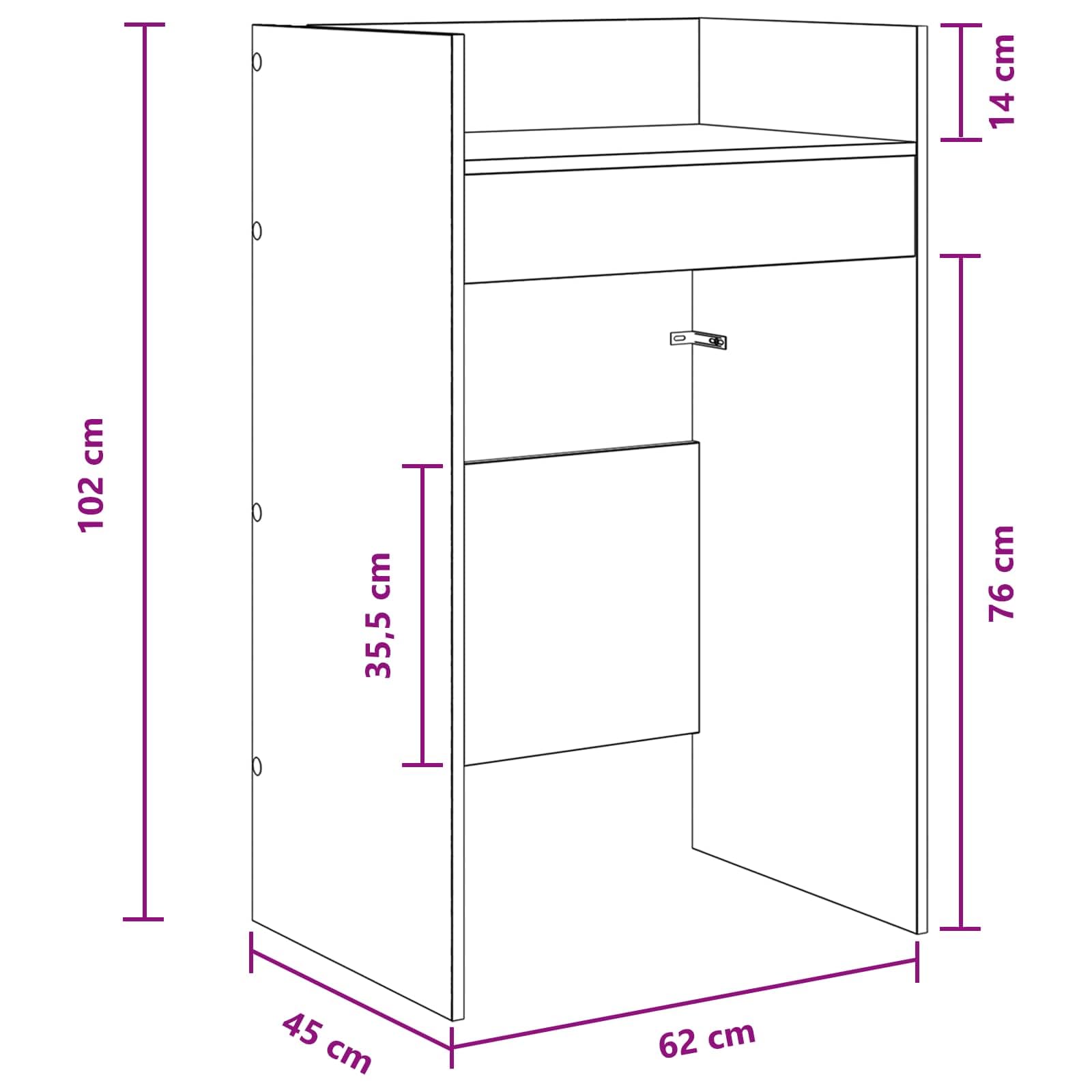 vidaXL Table de DJ Chêne Sonoma 62 x 45 x 102 cm Bois d'ingénierie, Table DJ en U, Espace de Travail Ergonomique, équipement Audio Multifonction, Station Pro