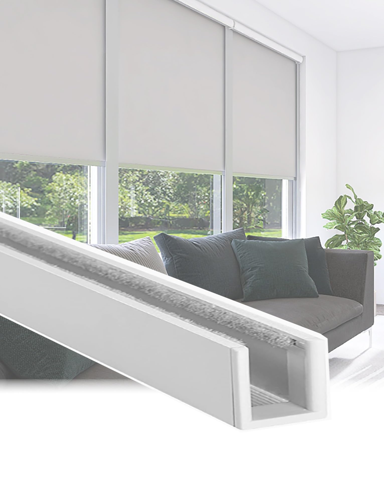 Light Blockers Side Tracks, Blackout Roller Blind Light Blocking Aluminium U-Channel Strips