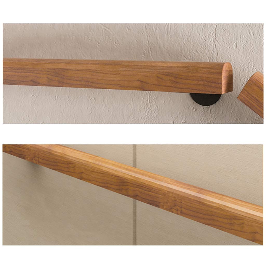 Barandilla de escalera universal para exterior, interior, barandilla de escalera de madera antideslizante, kit completo, con 2 soportes fijos de hierro, barra de soporte para pasillo de barandil