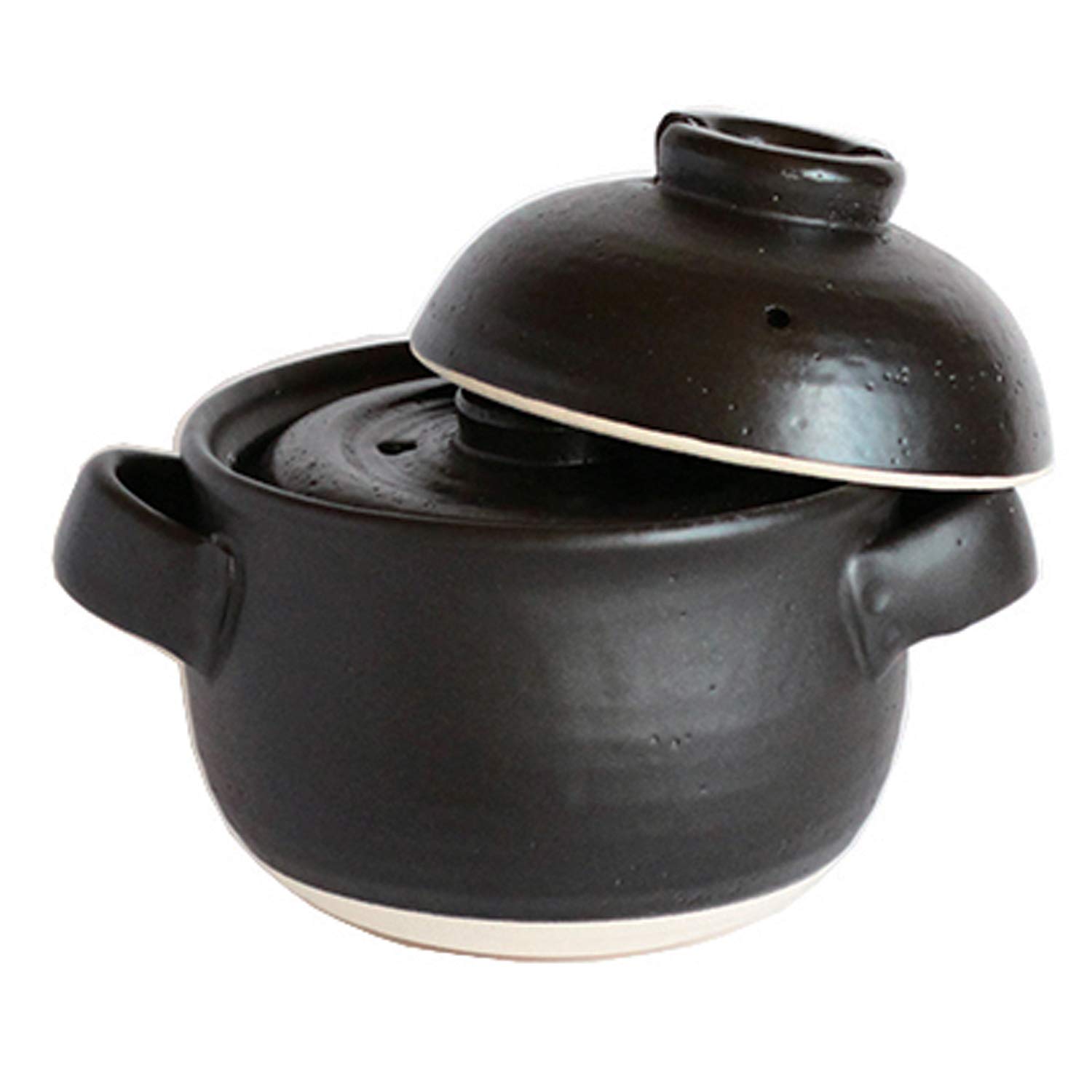 Amazon｜萬古焼 炊飯鍋 (中蓋付) 3合 黒しずく 33-91｜ご飯鍋・文化鍋