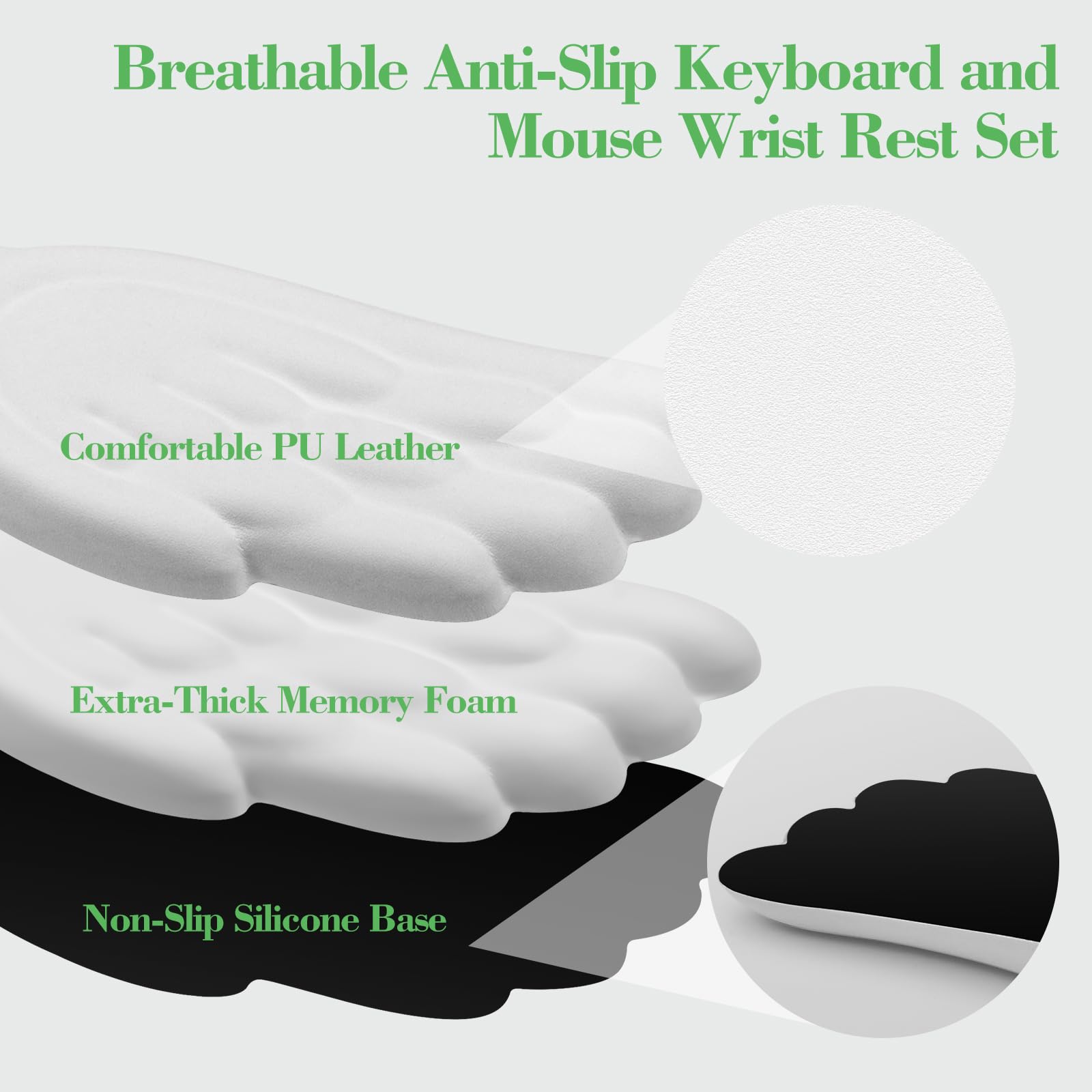 Angel Wing Handgelenkauflage-Set, ergonomische Tastatur-Maus-Handgelenkstütze, Memory-Schaum-Kissen, Handstütze, niedliche Handgelenkauflage, PU-Leder-Oberfläche, rutschfeste Unterseite für Büro