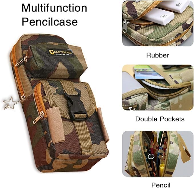 Image of Invite Enterprise Pencil Case Large Portable Creative School Waterproof Camouflage Pencil Case Multiple Pockets Student Boys School