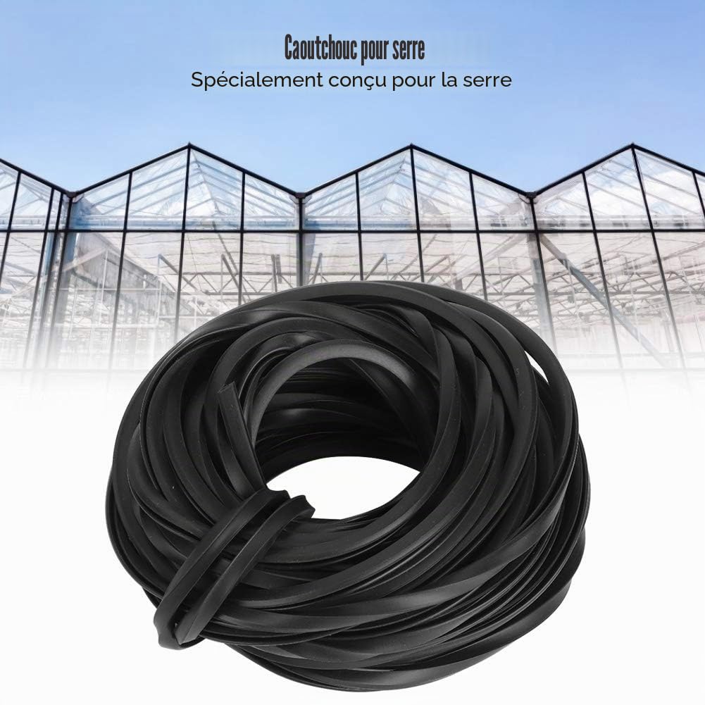 Lot de 2 Bandes en Caoutchouc Noir pour Serre - Joint d'Étanchéité de Porte et Fenêtre, Accessoires de Serre Sans Cadre, 10 m Chacun
