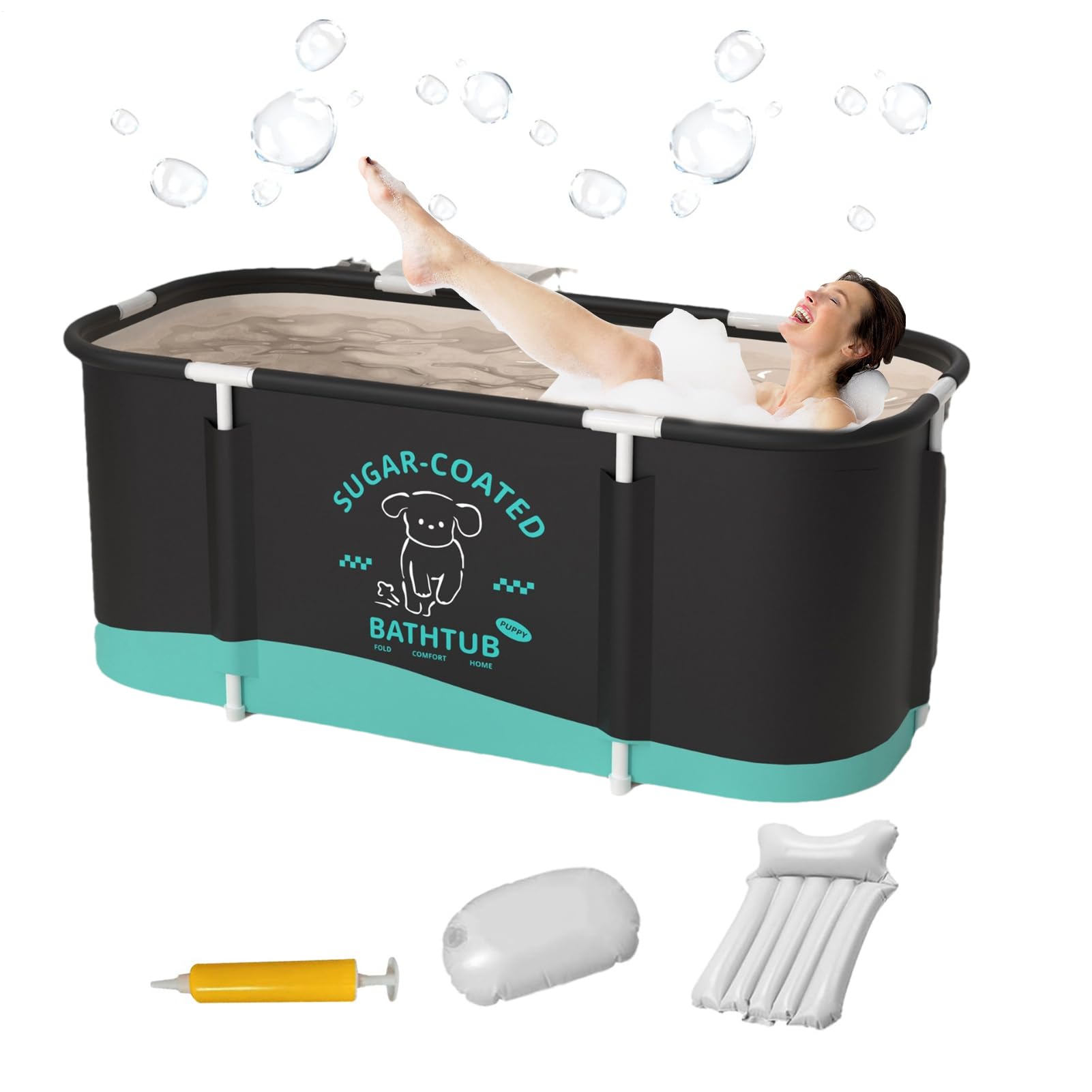 Klappbare Badewanne Verstärkte Großraum-Badewanne | 115x60x50 cm Kaltbadewanne für Zuhause, Camping, Garten, Terrasse, Sommer, Schwimmbad, Waschbad