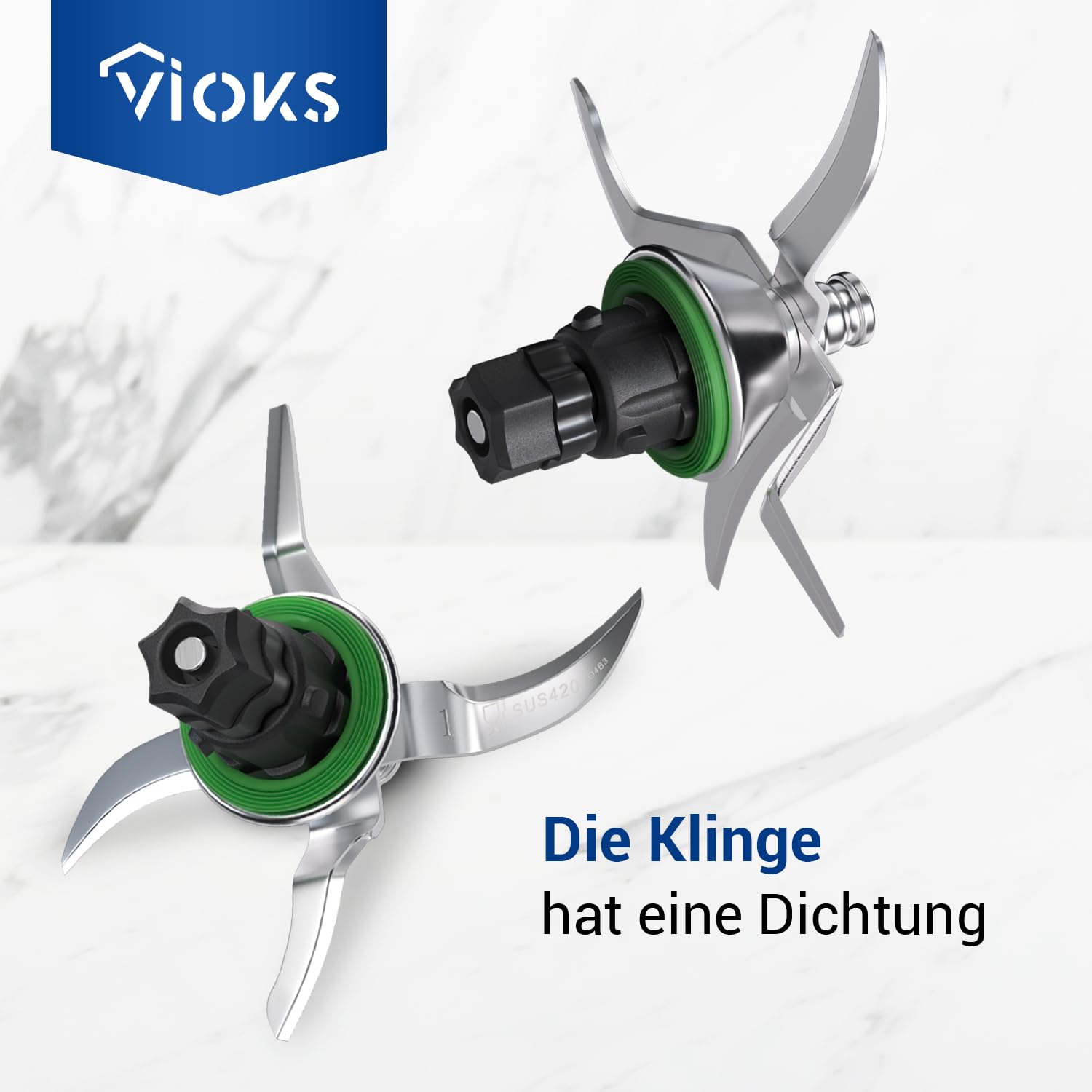 VIOKS Alternativ Messer kompatibel mit Thеrmomix TM5 | Ersatzmesser Mixmesser, aus Edelstahl SUS420, für Küchenmaschine
