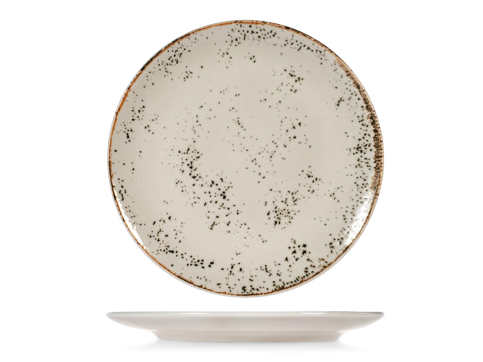 H&H, Servizio Piatti 18 Pezzi in Stoneware, Planet Beige Puntinato, Piatti Piani, Fondi e Frutta, Lavabile in Lavastoviglie