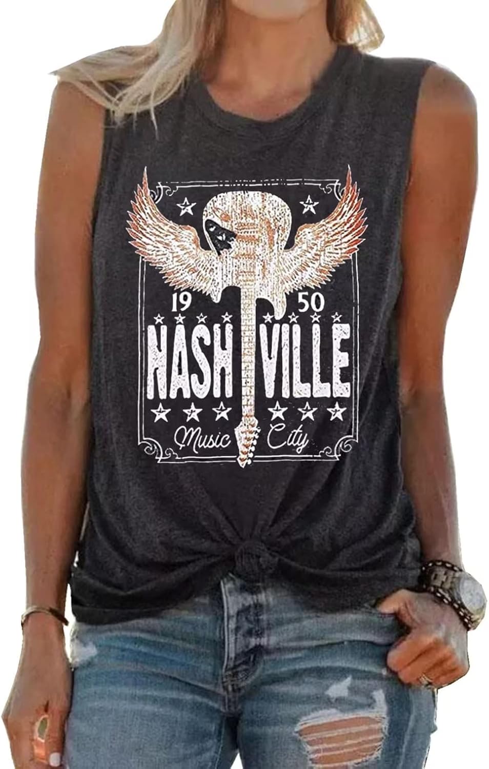 Country Music Tshirt Tops Women Guitar Graphic Shirt Casual Rock Band Shirt Vintage Letter Printed Country Concert Tops - Image 2