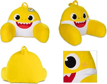 Baby Shark Kids Backrest Pillow for Reading and Watching TV - Bed Rest Pillow with Arm for Lounging and Comfortable Back Support - Perfect for Bed or Sofa