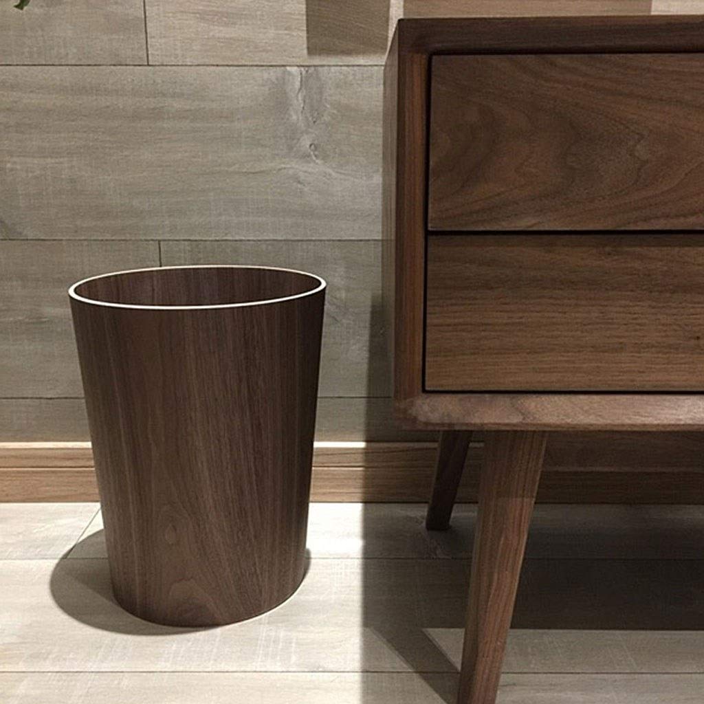 Mülleimer Kreativer hölzerner Papierkorb, runder Abfalleimer, Badezimmer, Schlafzimmer, Büro, natürliche Holzmaserung Abfalleimer/Kosmetikeimer (Color : Brown-2)