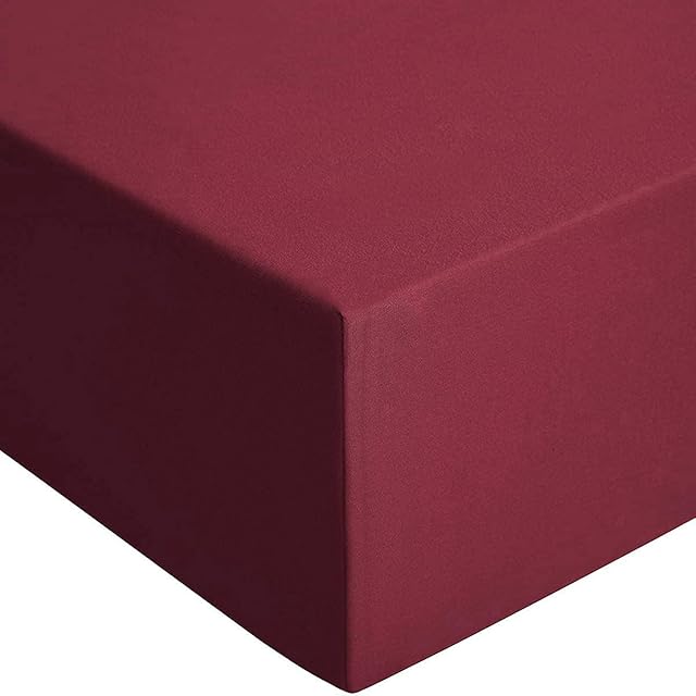 Aisbo Super King Fitted Sheet Red - Extra Deep Pocket Bed Sheet 16 inch 40 cm - Microfiber Bottom Sheet, 183x200cm