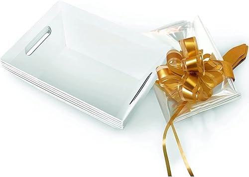 Miniatura 1 de 5 unidades Cestas blancas grandes para regalos vacías para llenar, bolsas de cesta grandes, lazos dorados  Kit de cesta de regalo de vino  DIY para