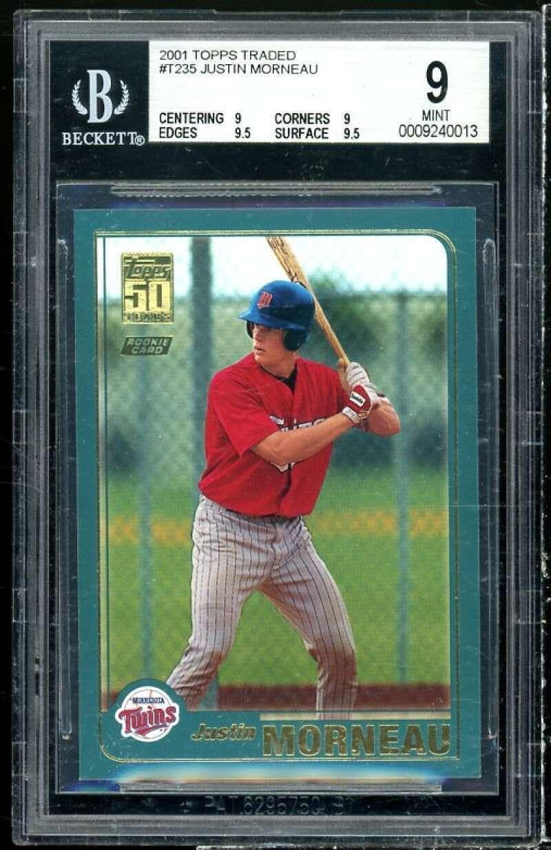 Justin Morneau Rookie Card 2001 Topps Traded #T235 BGS 9 (9 9 9.5 9.5) - Baseball Slabbed Rookie Cards
