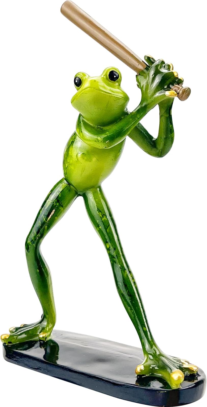 Hosiwei Resin Baseball Frog Desk Decor, Animal Figurines Mascot Frog Statue Crafts, Frog Positioned in a Classic Baseball Pose- Garden Ornament Sculpture Decorations (Baseball)