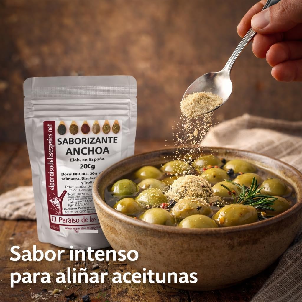 El Paraíso de las Especias Aderezo para Aceitunas con Sabor a Anchoas 200 grs