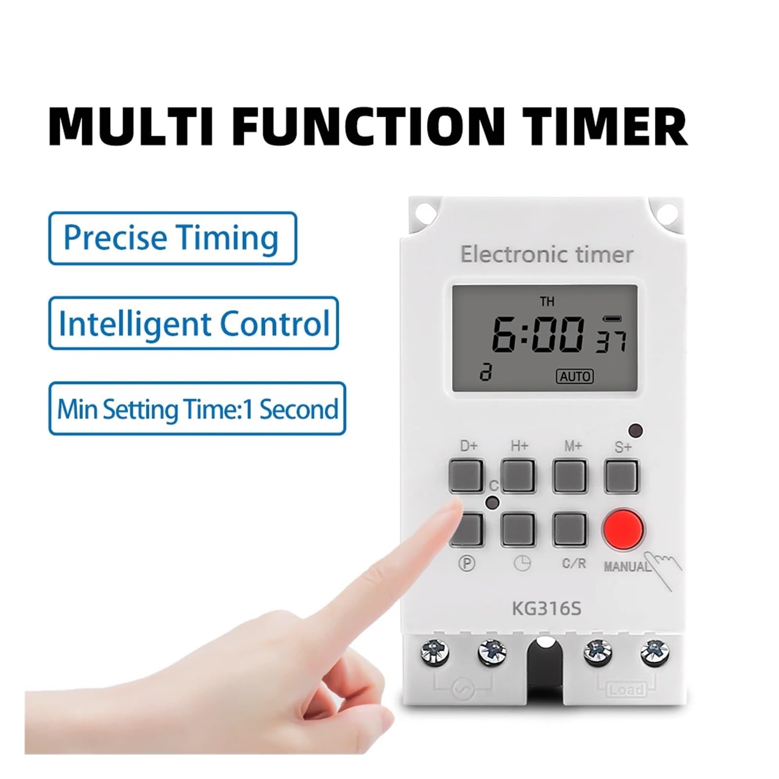 Timer elettronico Digitale settimanale for Illuminazione 25A AC 220V, 7 Giorni programmabile Interruttore TEMPORIZZATO Intervallo relè 1 Secondo Carico Elevato
