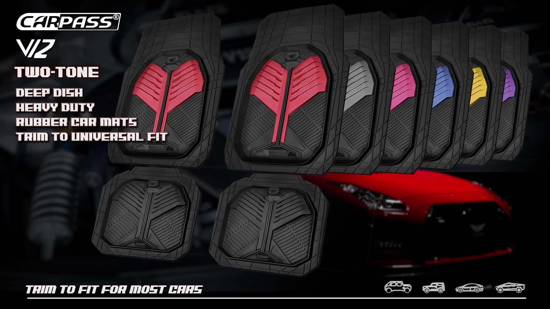 Xtremeauto Heavy Duty Rubber Floor Mats – Front Pair For Volvo XC40, Cut-to-Size, Universal Fit