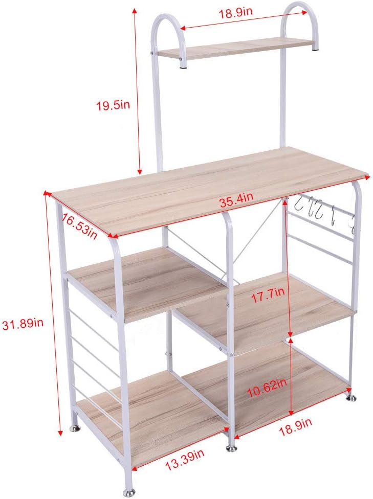 Kitchen Baker's Rack Multifunctional Kitchen Storage Shelf Rack Microwave Oven Floor Cupboard Organizer Workstation (White)