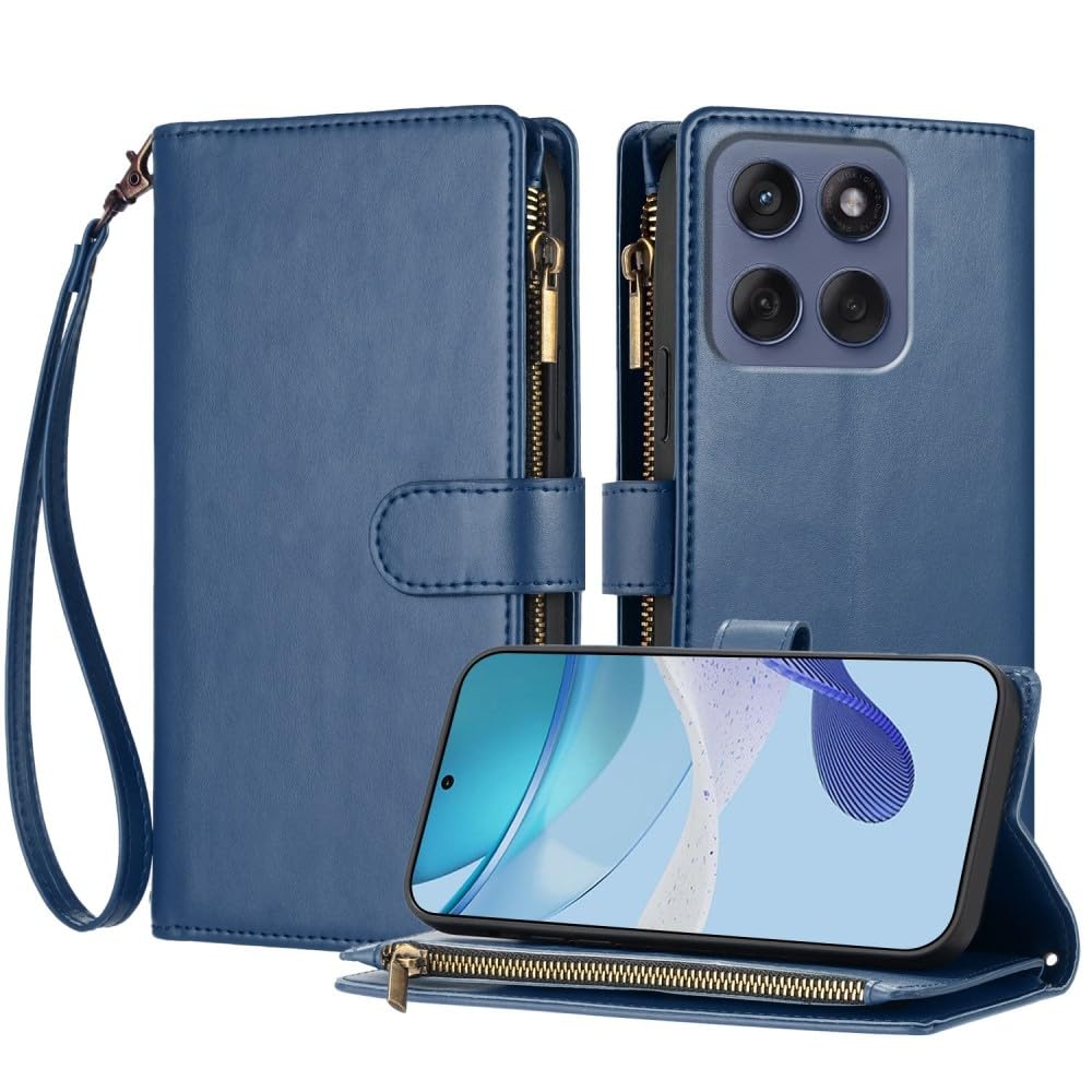 Étui Motorola Edge 30 portefeuille bleu évitant les rayures