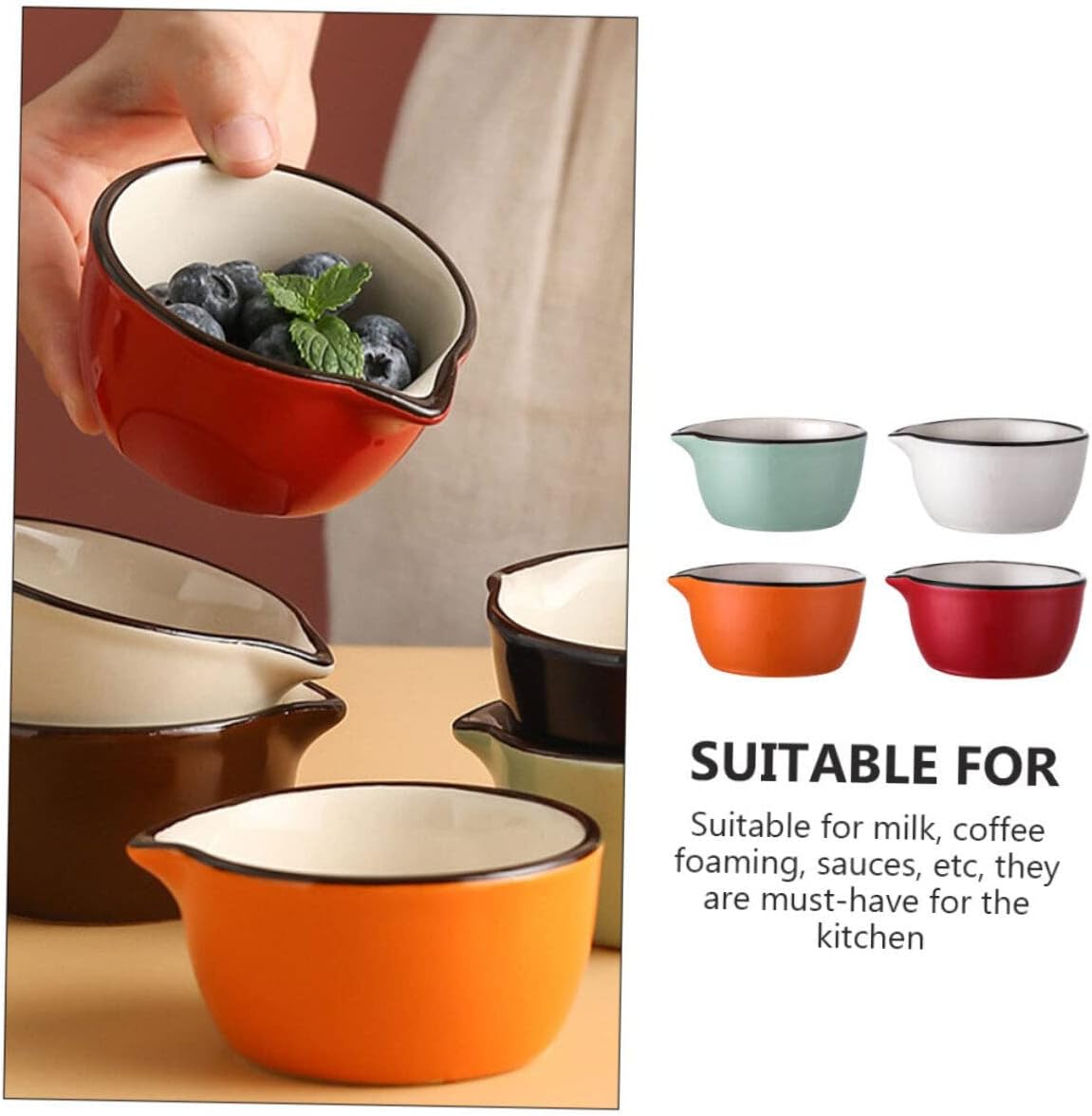 4pcs Ceramic Milk Cup Coffee Cups Ceramic Creamer for Coffee Small Terrarium Soy Sauce Dish Ceramic Sauce Jug Sauce Dish with Handle Ceramics Coffee Sugar Cups Multipurpo
