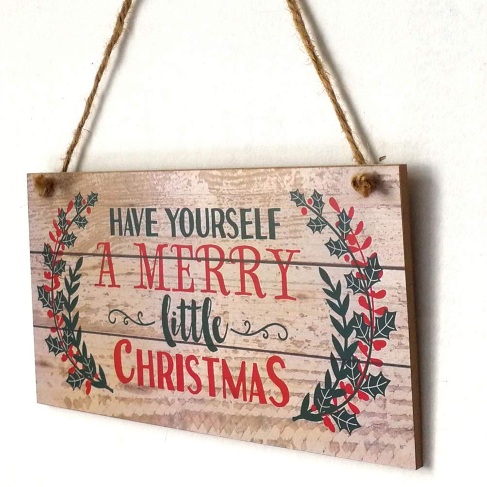 Beavorty Adorno Colgante Navideño de Madera para Puerta 20x10 Cm Diseño Brillante para Adorno Navideño en Fiestas y Entrada