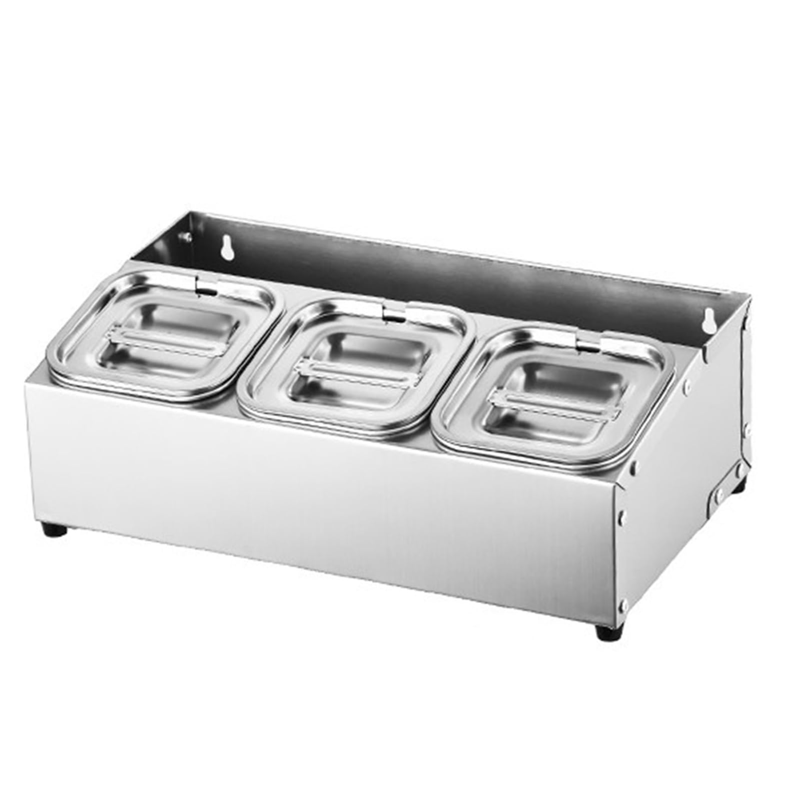 Vassoio in acciaio inox con coperchio, per condimenti per ristoranti, negozi di hot pot e negozi di tè al latte, versatile scaffale per condimenti e scatola portaoggetti
