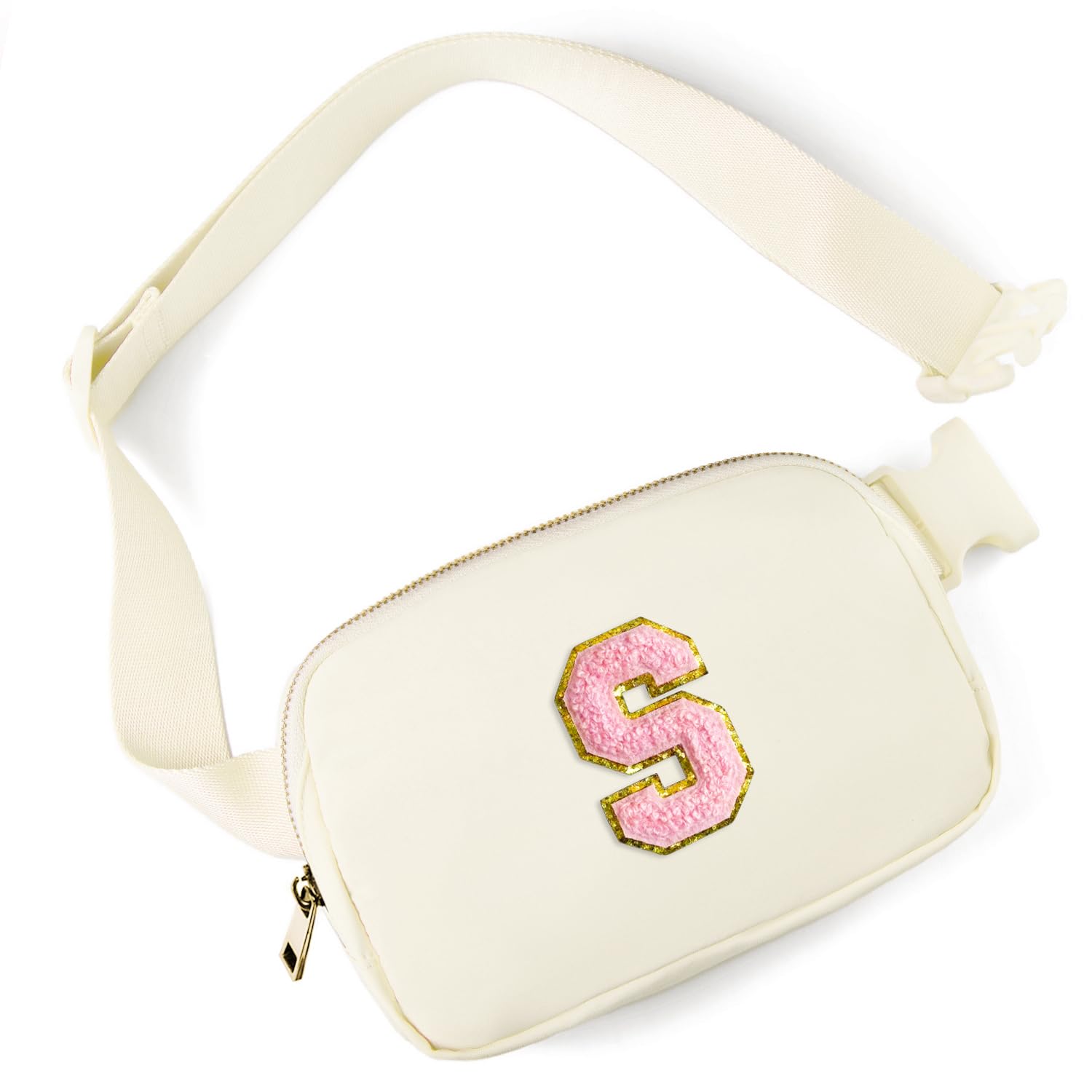 Gitus Personalized Gifts Birthday Gifts for Girls Fanny Pack Cross Body Bags with Initial Letter Preppy Stuff Gifts for Her Girlfriend Wife Sister Friends Mom (Ivory-S)