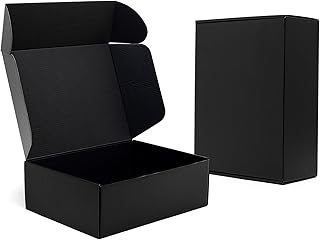 12x9x4" Black Shipping Boxes - 20 Pack Corrugated Cardboard Mailing Box for Small Business, Tab Locking Literature Mailer Packaging Supplies for Packing Book Gifts Craft