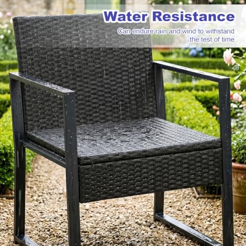 Image of FDW | 3-Piece Patio Furniture Set | Khaki |Outdoor Wicker Furniture with Coffee Table | Modern Rattan Chairs Conversation Set | Outdoor Seating | Weather-Resistant | for Porch, Garden, Lawn