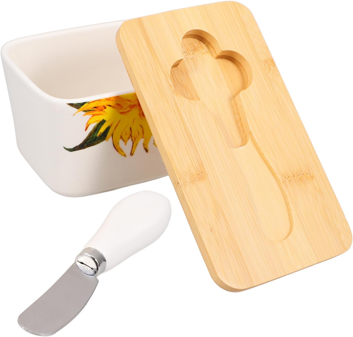 Butter Tray Lid Porcelain Butter Box for Kitchen Cheese Keeper Creamer Container