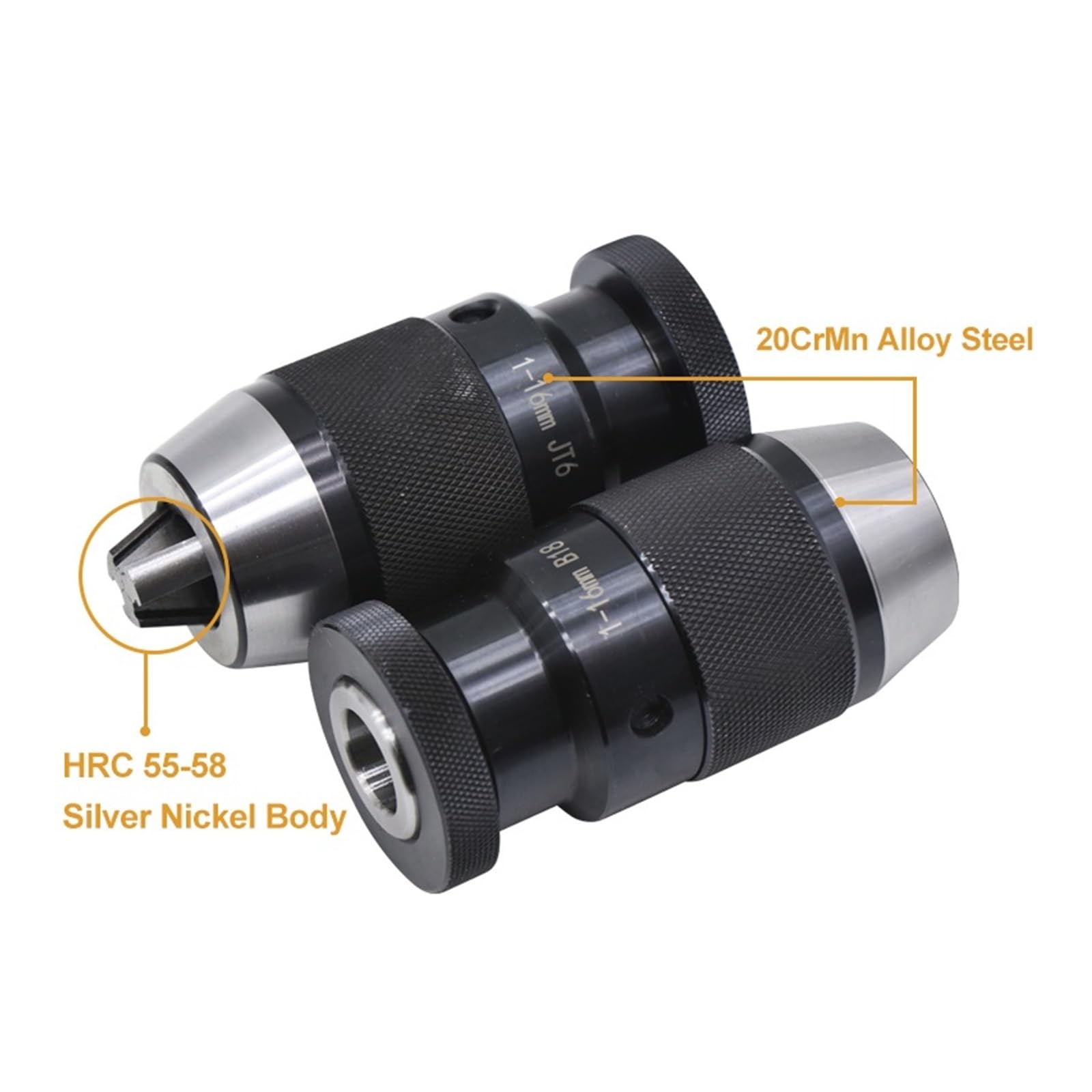 B16 B18 JT3 JT6 uchwyt wiertarski Heavy Duty samozaciskowy bezkluczowy uchwyt wiertarski Arbor zakres mocowania 1-16mm tokarka CNC (Color : B16(1-16mm))