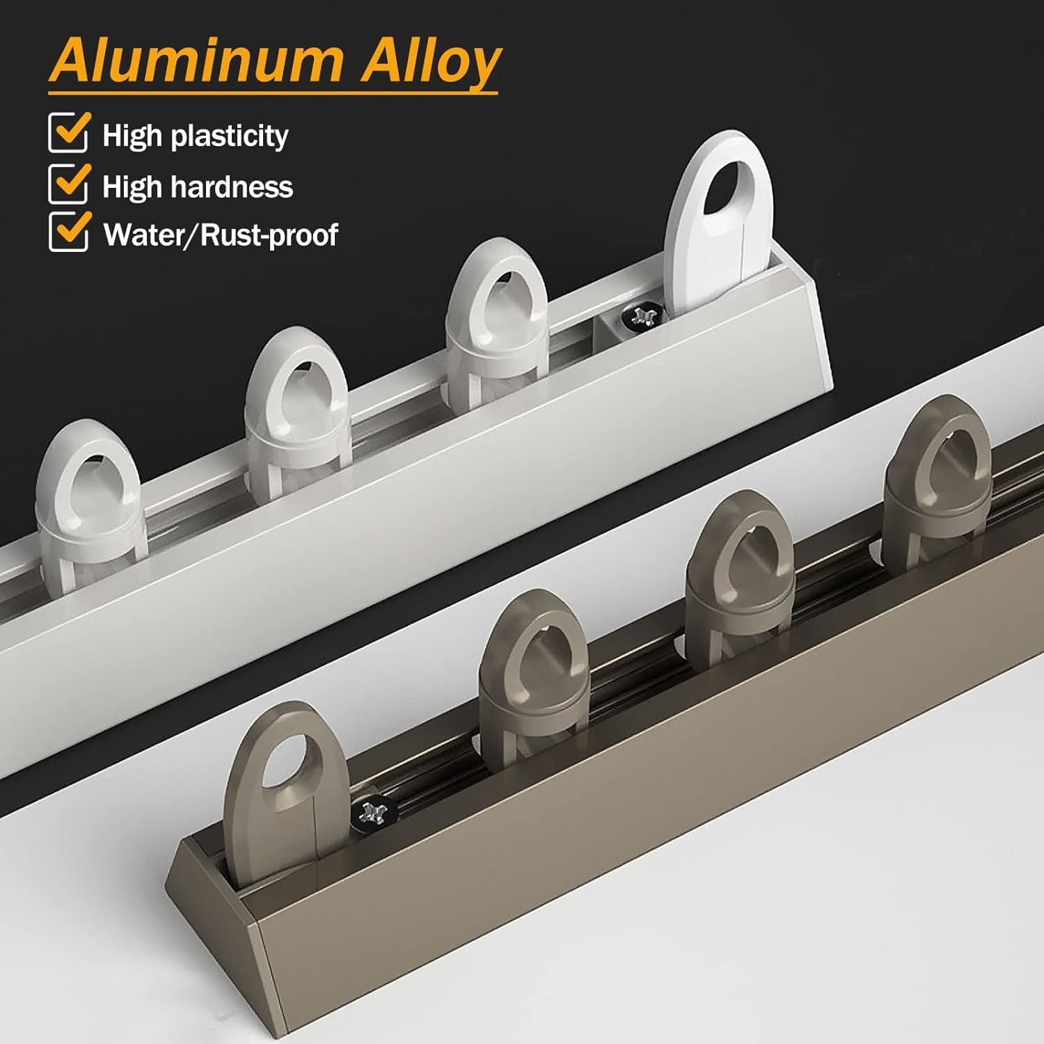 Bezszwowy system przesuwnych prowadnic do zasłon, ultracienki karnisz ze stopu aluminium do montażu sufitowego karnisze i okucia(Bianco,1m/3.3ft)