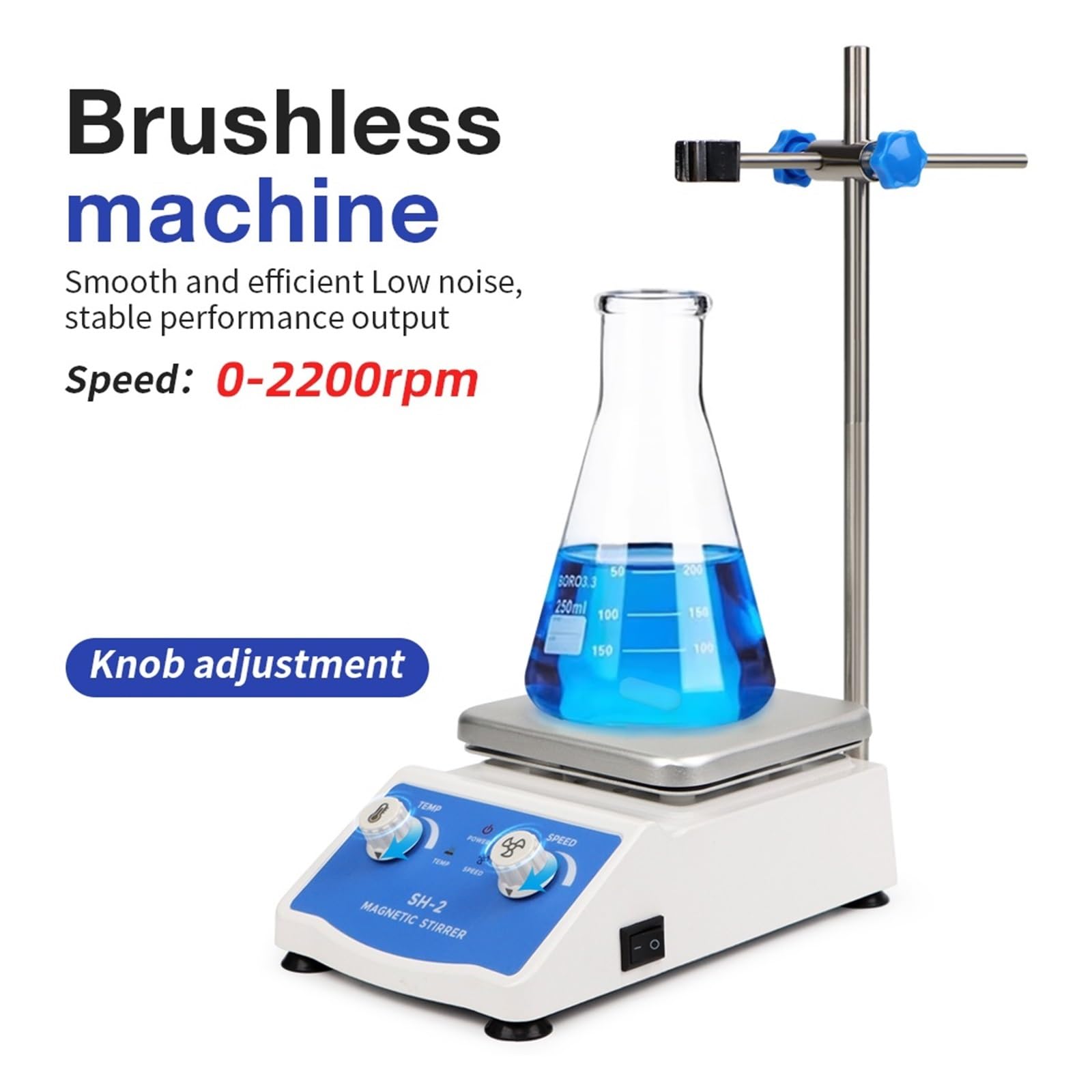 Shaker-Oszillator Heizung Magnetrührer Digitalanzeige Thermostatrührer Labor-Heizplatte Magnetmischer Einstellbare Geschwindigkeit 1600 U/min
