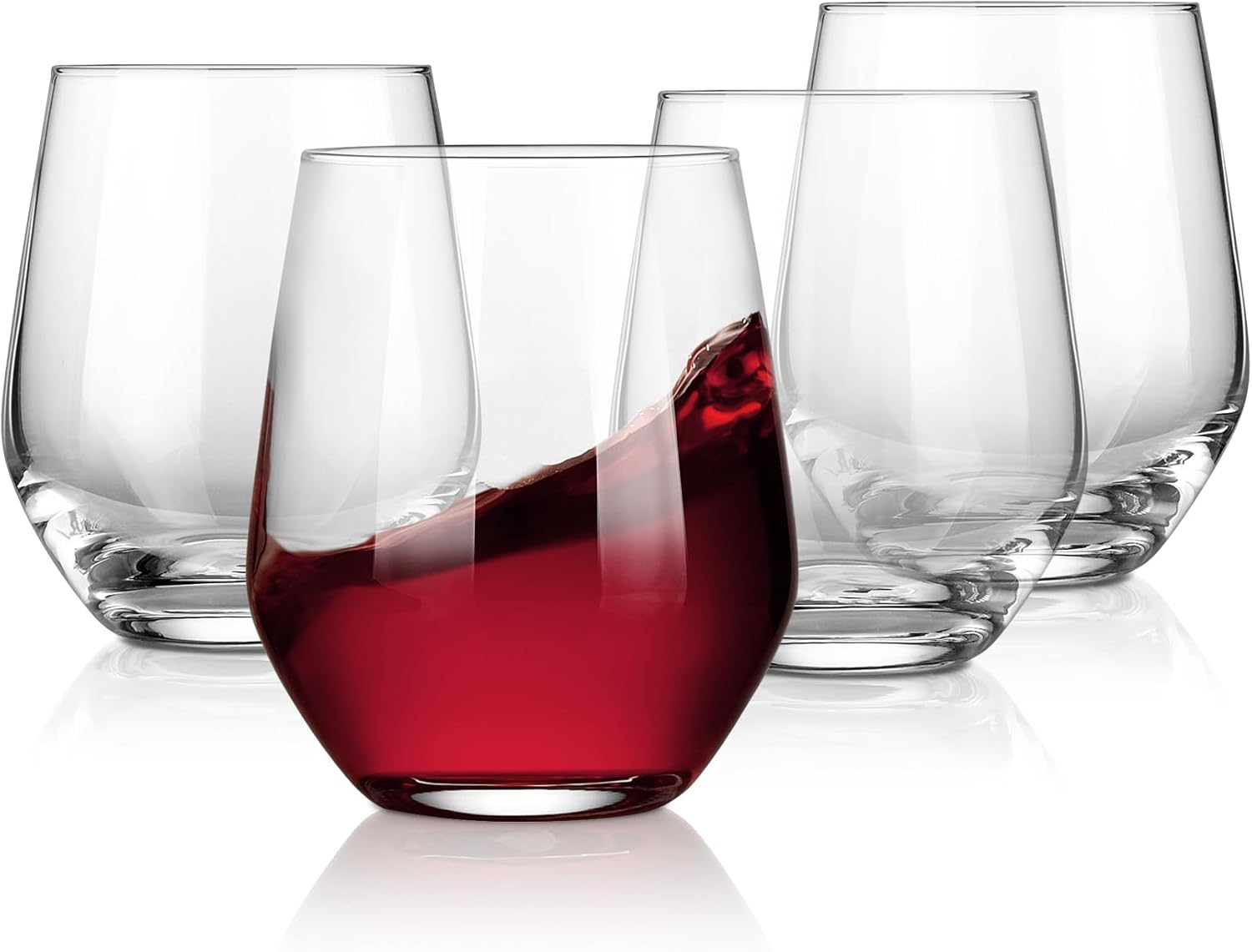 Royalrose Premium Delight Vintage Red Wine Glasses Set of 4, 15.7 oz Goblets Glasses for Wine, Cocktails, Sparkling Water, Elegant Drinkware for Entertaining or Daily Use (Stemless Wine Glasses)