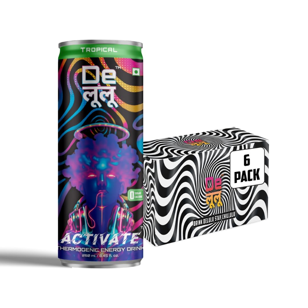 Delulu Activate - Thermogenic 0 Sugar 0 Calorie Tropical Energy Drink | Refreshing Beverage Mix For Workout, Sports, Summer & Outdoor Activities | Ready-To-Drink, Easy Mixing Drink For Adults & Teens - 250 Ml (250 ml - Pack of 6)-image-37