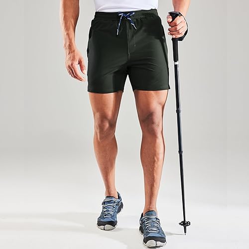 Miniatura 5 de Haimont Pantalones cortos de nailon de secado rápido para hombre con bolsillos con cremallera, ligeros, resistentes al agua, para exteriores