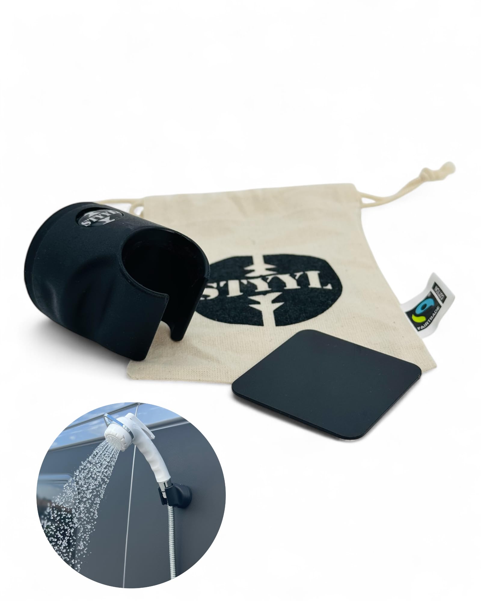 Supporto magnetico per doccia Basic, supporto per doccia con magnete e cuscinetto adesivo in metallo, ideale per campeggio, camper, furgone, caravan, caravan