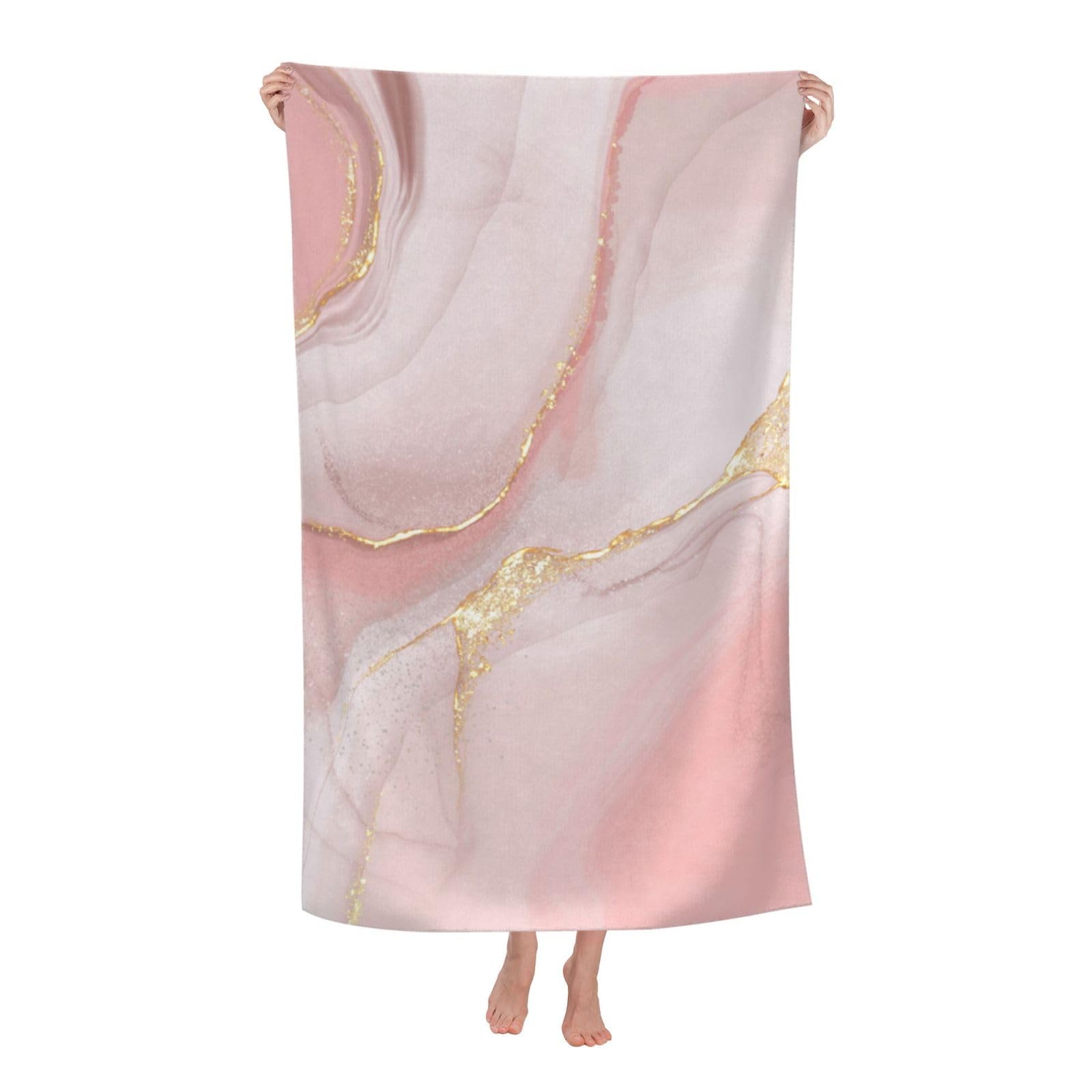 Toalla De Playa De Mármol Rosa Dorada Toalla De Viaje Deportes Toallas De Sauna Premium Toallas Baño para Natación Gimnasio Piscina 80X130CM