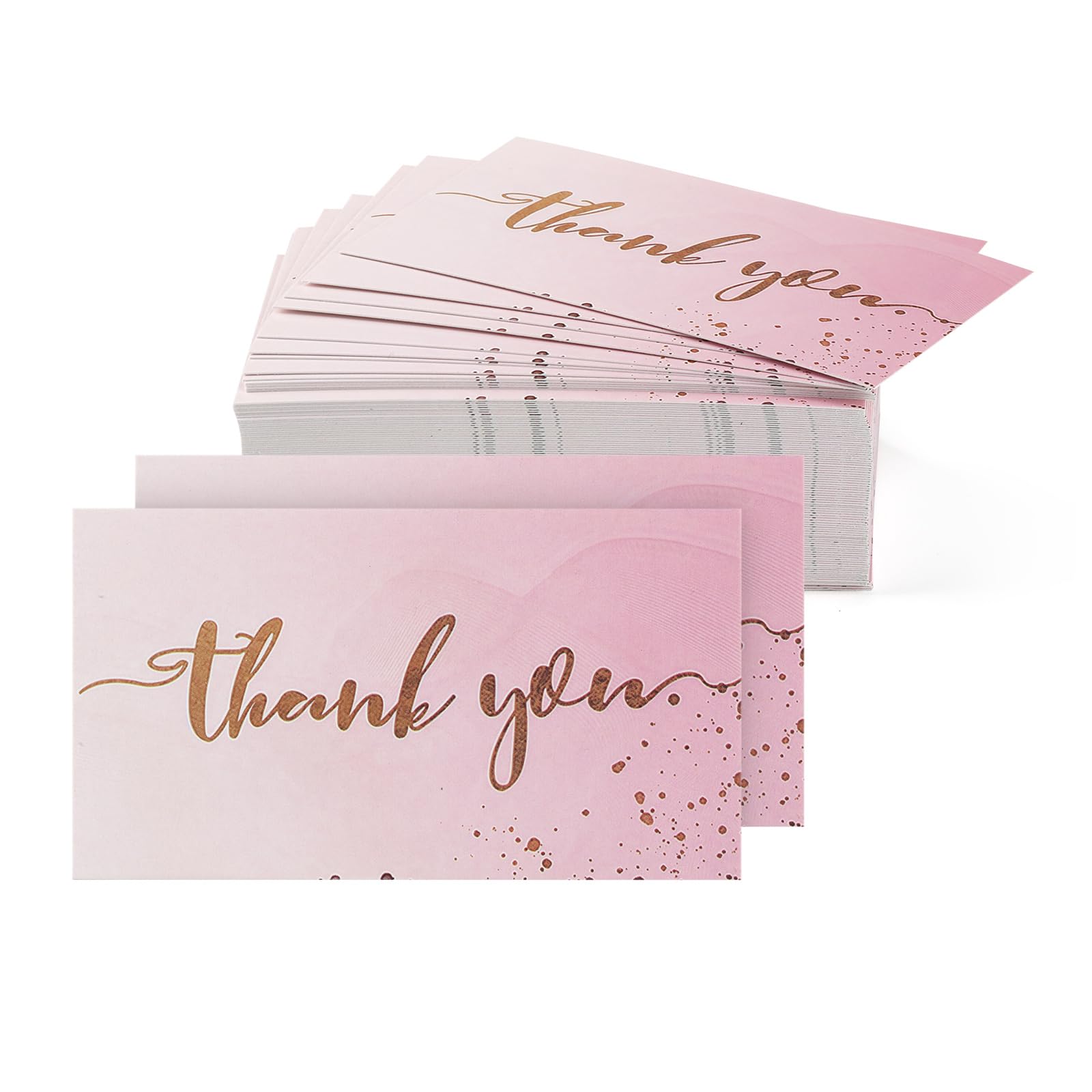 100 Pack Pink Thank You Cards, Premium Blank Inside Thank You Notes for Small Business, Customers Orders, Appreciation Greeting Cards Multipack