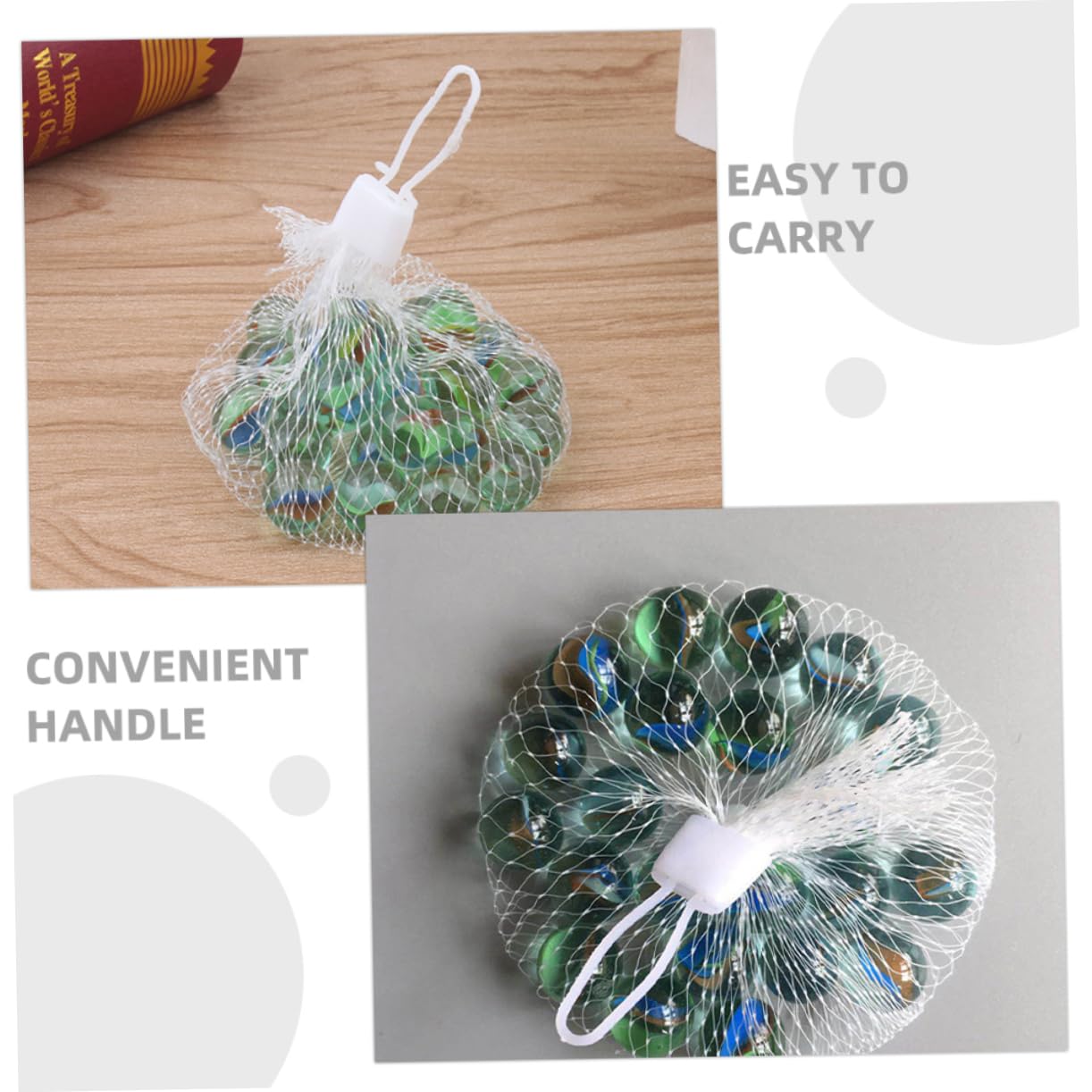 Abaodam Sacchetti in Rete per Biglie e Giocattoli, Borsa a Rete con Coulisse in Fibra di Vetro, Portatile con Maniglia, Accessorio per Organizzazione Cucina e Viaggio, Confezione da 100