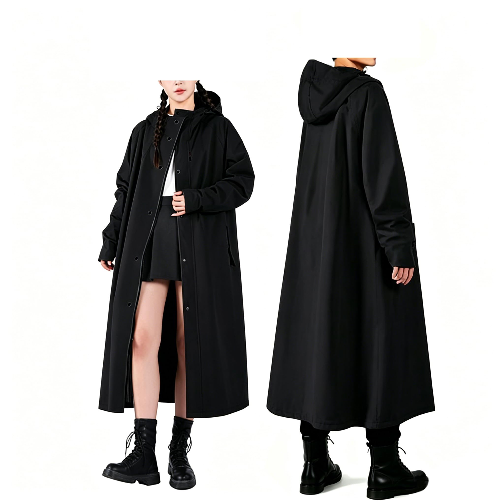 Poncho impermeable largo para adultos, impermeable portátil para mujeres y hombres con capucha, mangas y bolsa de transporte, poncho de lluvia reutilizable para acampar al aire libre viajes