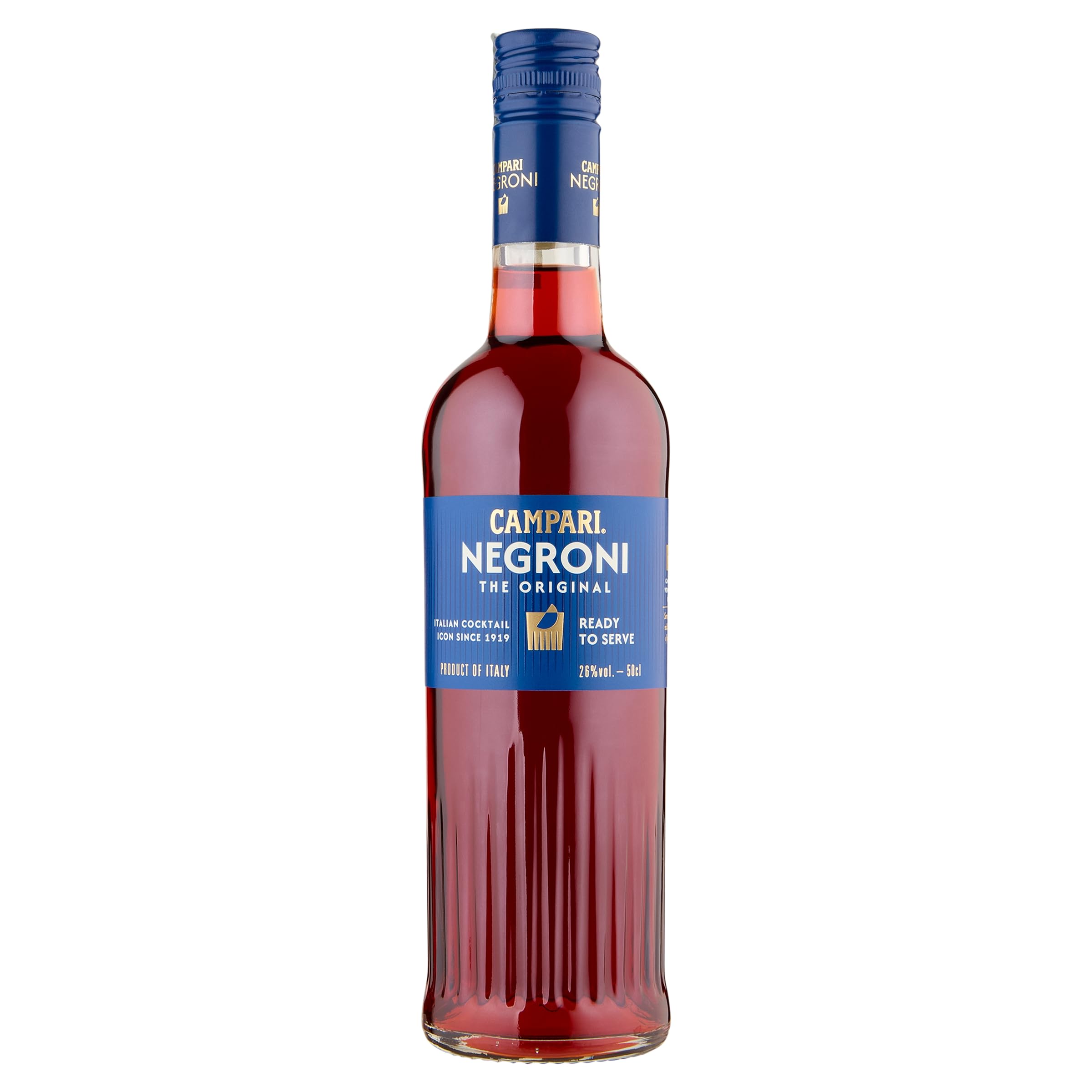 CAMPARI - Negroni 0,5 L, Simple y Equilibrado, Cocktail Preparado, Combina Campari Bitter, Vermouth Rosso y London Dry Gin, Afrutado y Floral, Amargor Persistente, Color Carmesí, 26% Vol. Alcohol