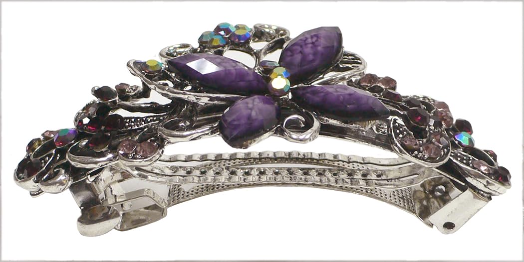 Set of 2 Butterfly Flower Barrettes 2 Styles 0014purple0053OW-2