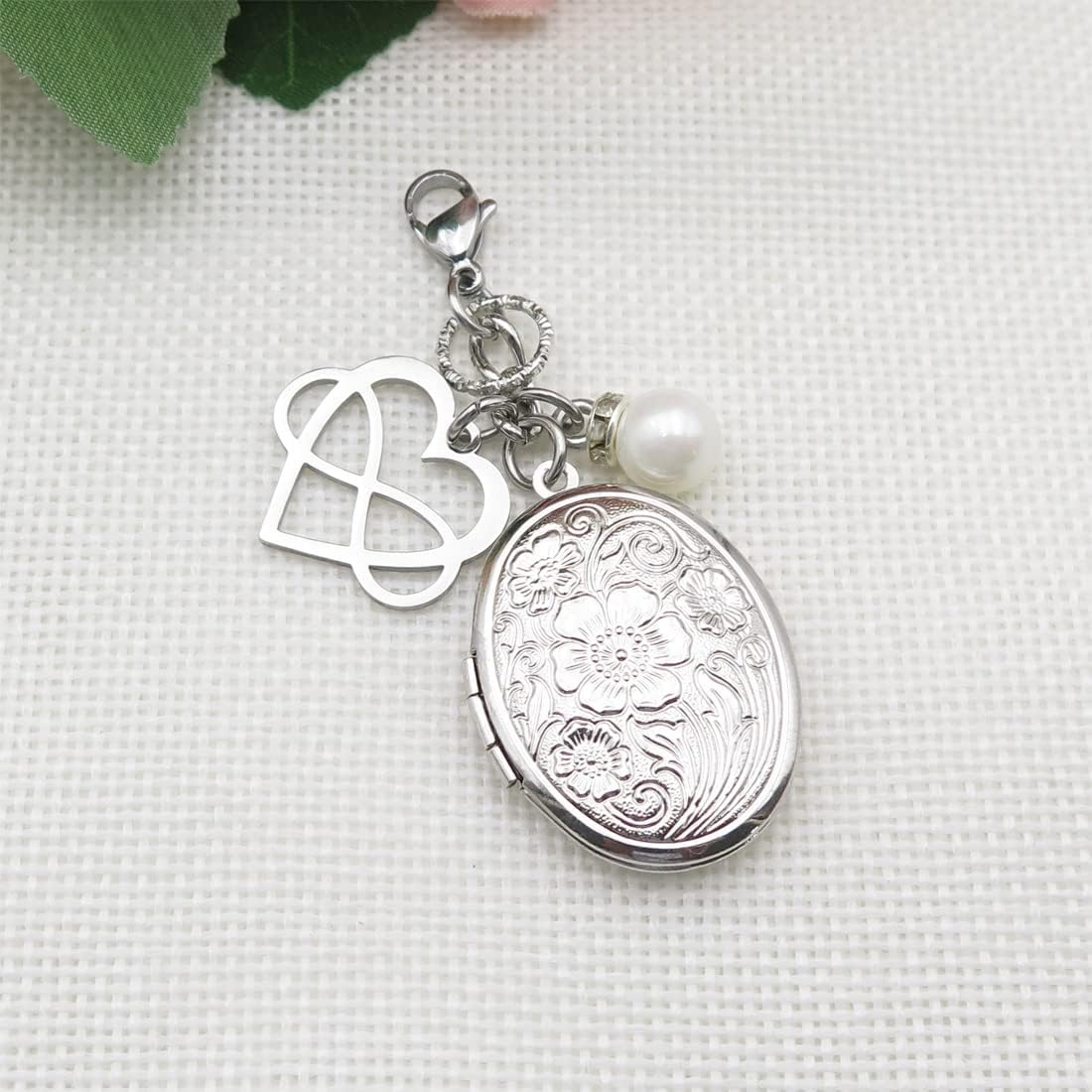 IDLAN Bouquet Locket Photo Charm Wedding Bouquet Memory Charm Memorial Bride Pendant Memorial Photo Keepsake