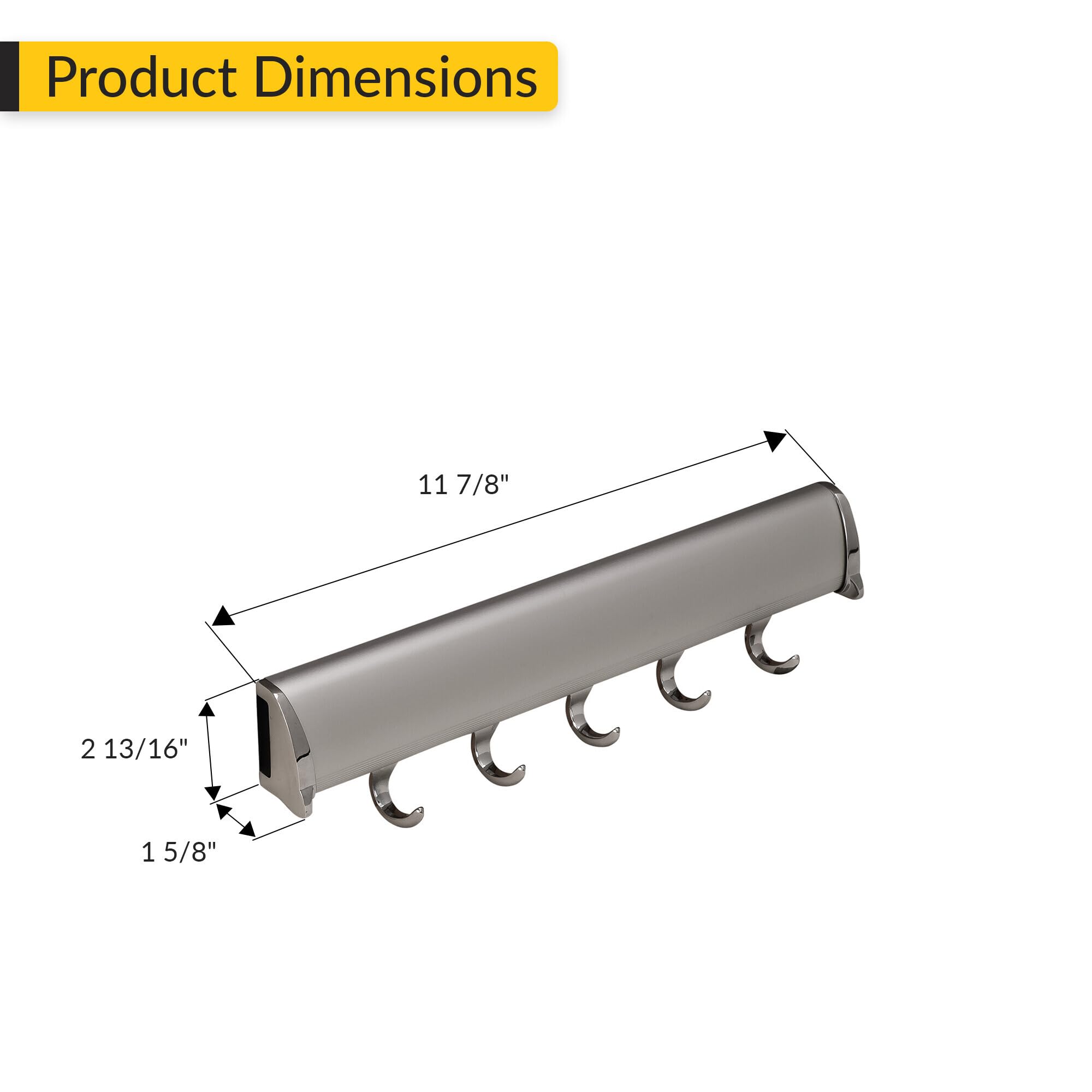 Brixwell QIJ0-006 Belt Rack, 5 Hook with Full Extension Slide Polished Chrome Finish