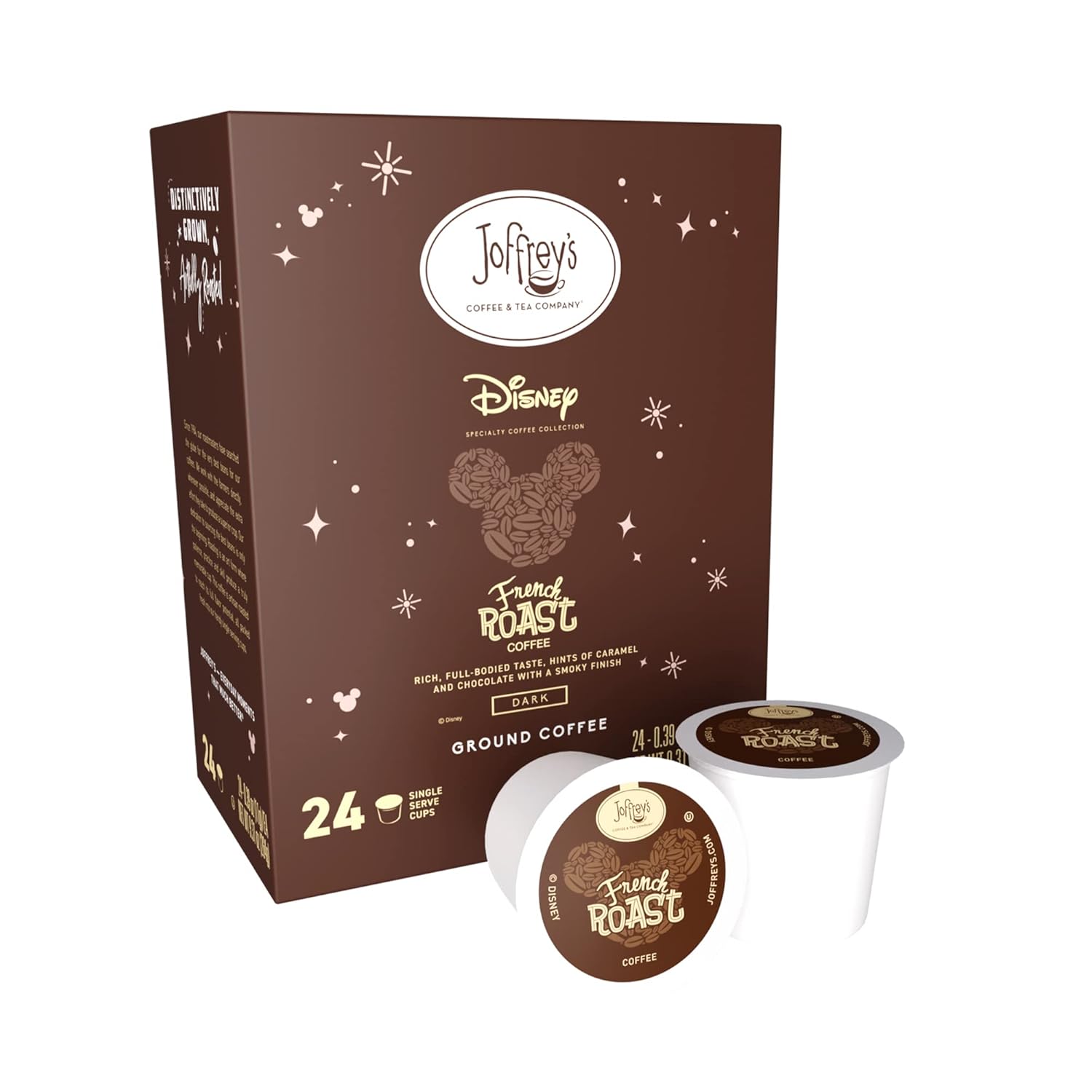 Joffrey’s Coffee – Disney French Roast Blend, Artisan Dark Roast, Arabica Coffee Beans, Full-Bodied Blend, Hints of Caramel & Chocolate, 2.0 Compatible (Single Serve, 24 Count)