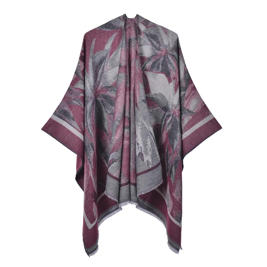 Dninmim Sciarpa da donna con stampa double-face con nappa, per autunno e inverno, mantello caldo