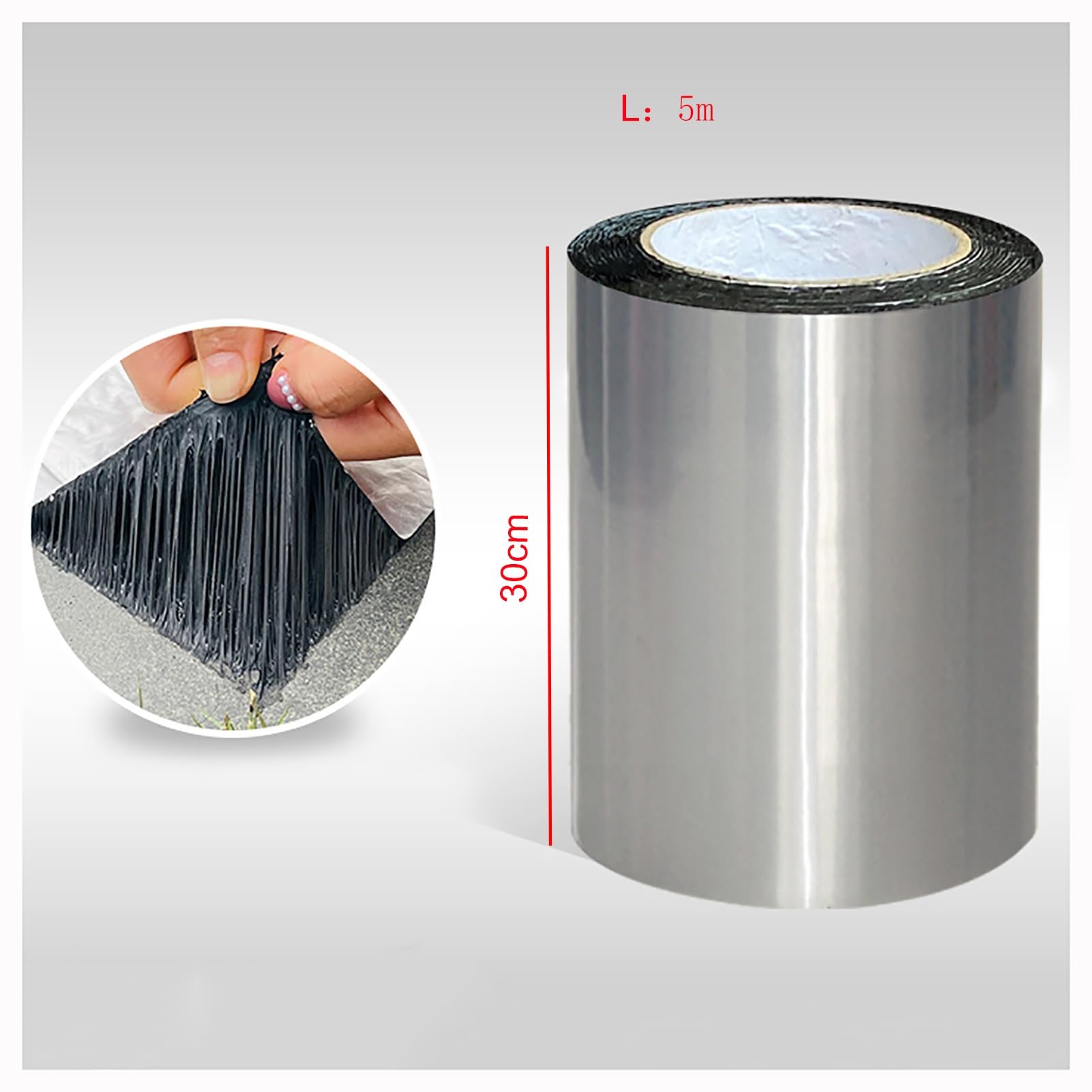 Generico Nastro bituminoso Autoadesivo Impermeabile, Rotolo di sigillante in Alluminio per perdite, Nastro Isolante Termico per tetti, Crepe e Fessure delle finestre (30 cm x 5 m)