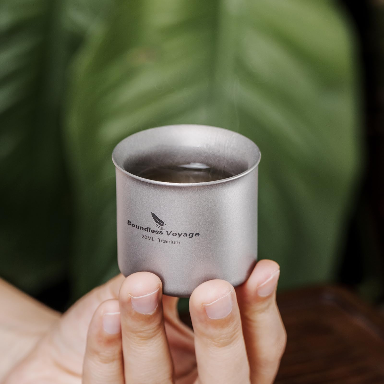 Boundless Voyage Ti3148D Tasse à thé en titane à double paroi pour camping en plein air 30 ml