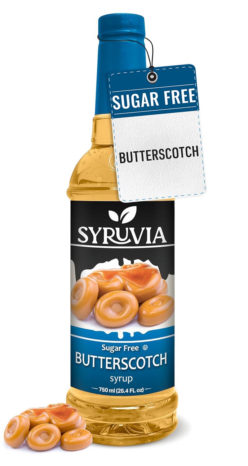 Syruvia Sugar Free Coffee Syrup, Butterscotch Flavored Syrup for Drinks, Lattes, and Desserts – 25.4 fl oz Butterscotch 25.4 Fl Oz (Pack of 1)