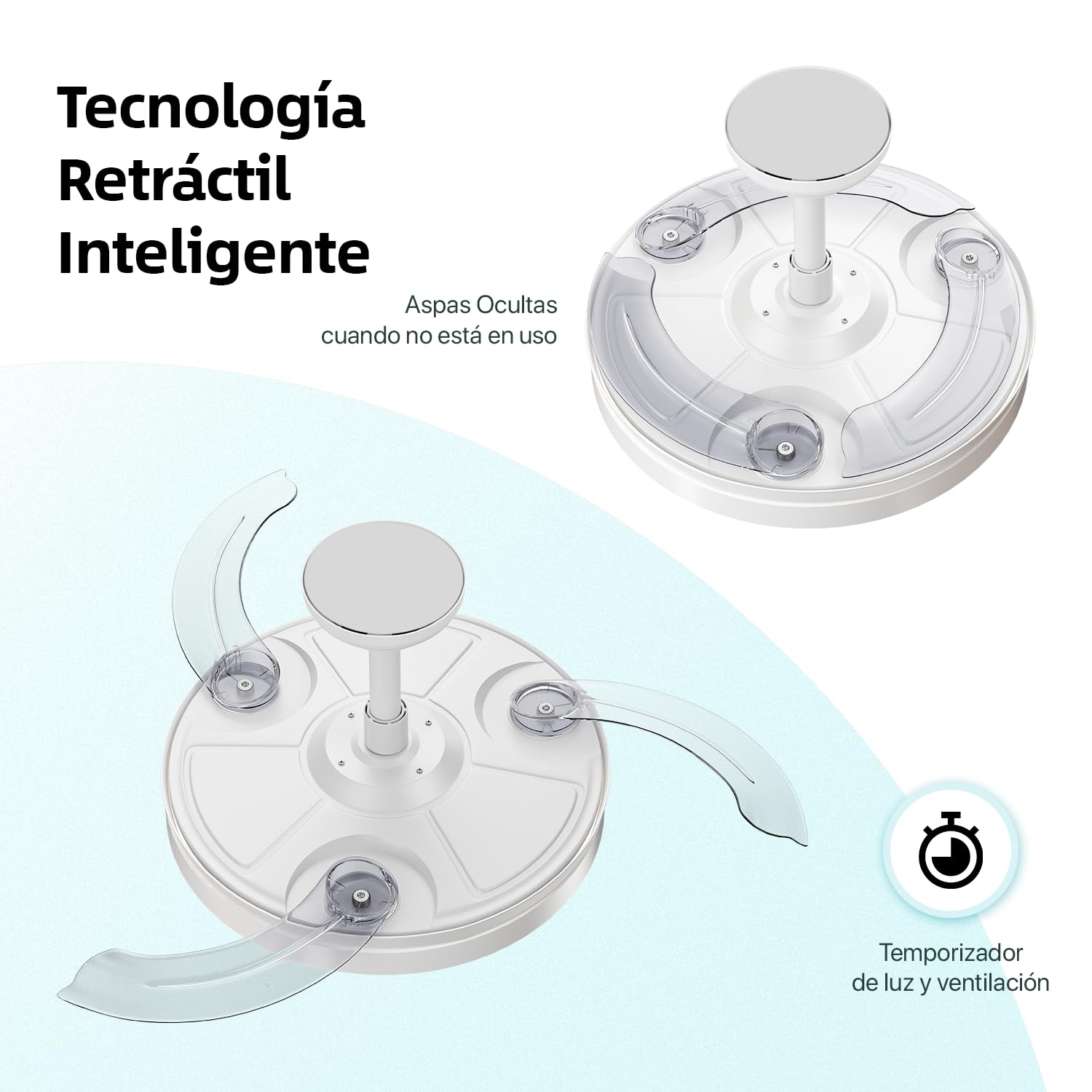 LEDUNI Ventilador de techo Blanco 72W 7590lm Aspas retráctiles Motor DC 30W Luz LED 42W Regulable Mando a distancia
